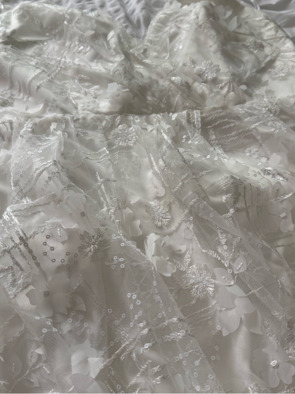 Lulu's Springtime Soiree White Sequin 3D Floral Applique Midi Dress - Picture 8 of 10